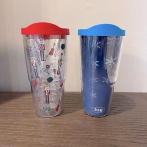 Lug Tumbler Duo with Red and Blue Lids